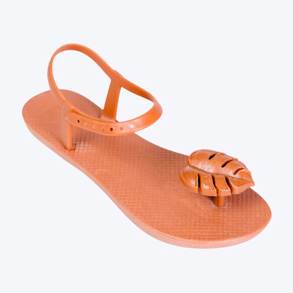 ZHOELALA — Sandals Comfort "TROPICAL LEAVES" • MOCA MOUSSE - Picture 3 of 9